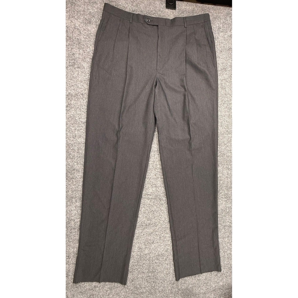 Hart Schaffner Marx Dress Pants Mens 40 Grey New Super 100s Worsted Wool Pleated